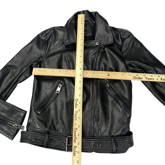 Elodie Nordstrom Womens Size XS Moto Jacket Black Faux Leather - Picture 10 of 16